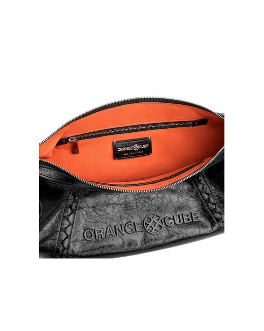 Orange Cube Black Metropolitan Hobo Bag