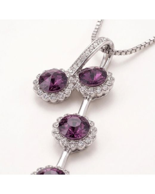 Modenaire Metallic Amethyst Sunflower Crystal Pendant Necklace