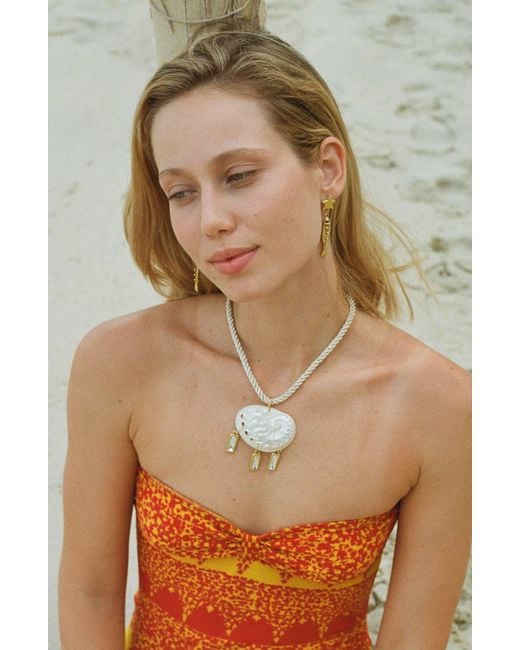 Sccollection Metallic Capri Crystal & Seashell Rope Choker