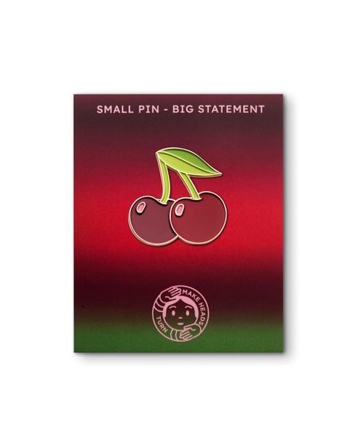 Make Heads Turn Green Enamel Pin Cherries