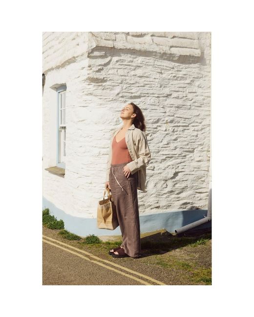 Solpardus Brown Atti Umber Linen Trousers