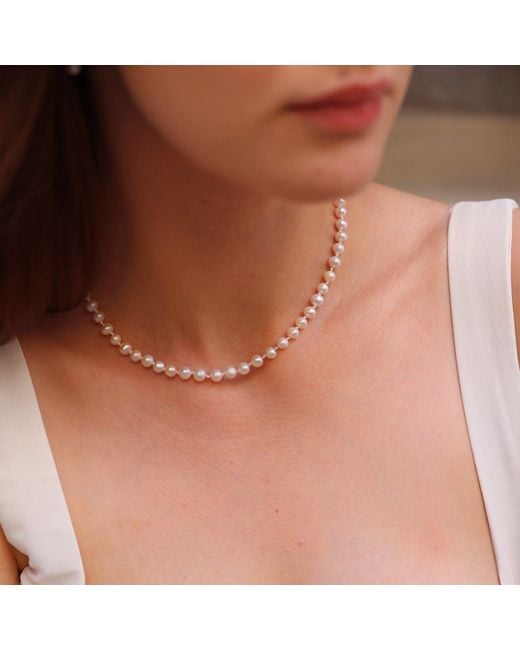 Spero London Metallic Small Natural Freshwater Real Pearl Strand Necklace