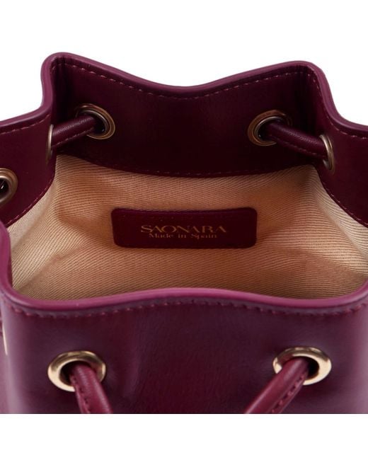 Saonara Brand Purple Bucket Bag Berry Leather