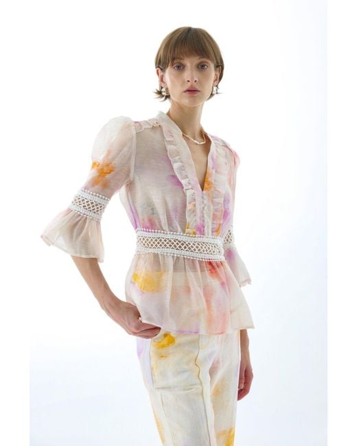 We Are Kindred Pink Josephine Silk Peplum Blouse