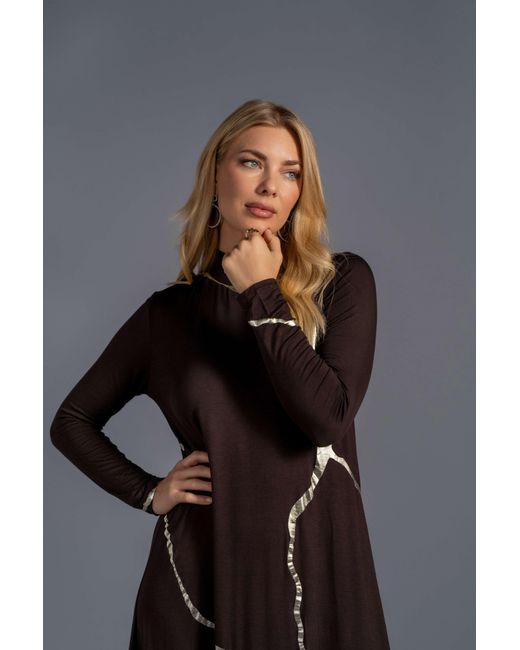 Esther Saadia Black Mock Neck Hikari Champagne Foil Kintsugi Dress