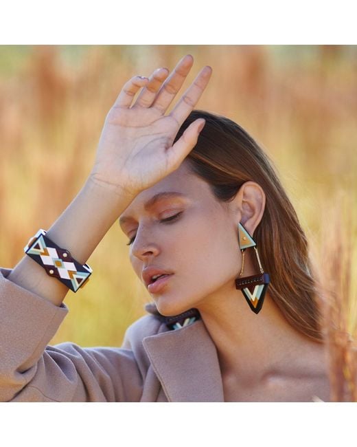 Gissa Bicalho Black Handmade Acrylic Bracelet Kuntur/ Mustard