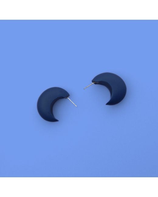 By Chavelli Blue Chubby Huggie Hoops