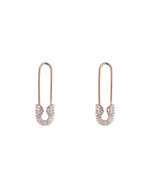 Spero London Metallic Pave Safety Pin Earrings Jewelled Sterling