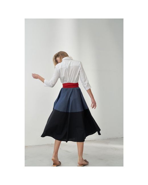 Marianna Déri Red Shirtdress With Tie Belt Color Blocking