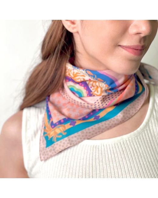 Maraethra Pink Sea Life Cotton Square Scarf