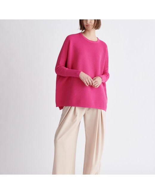 Paisie Ribbed Jumper In Hot Pink
