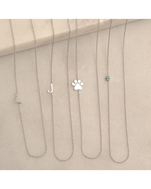 Maya Brenner Metallic 14k Gold Asymmetrical Pavé Diamond Letter Necklace - White Gold - 16" |