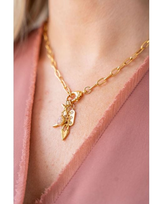 Loni Paul Jewelry Metallic Peach Moonstone Talisman Drop Necklace