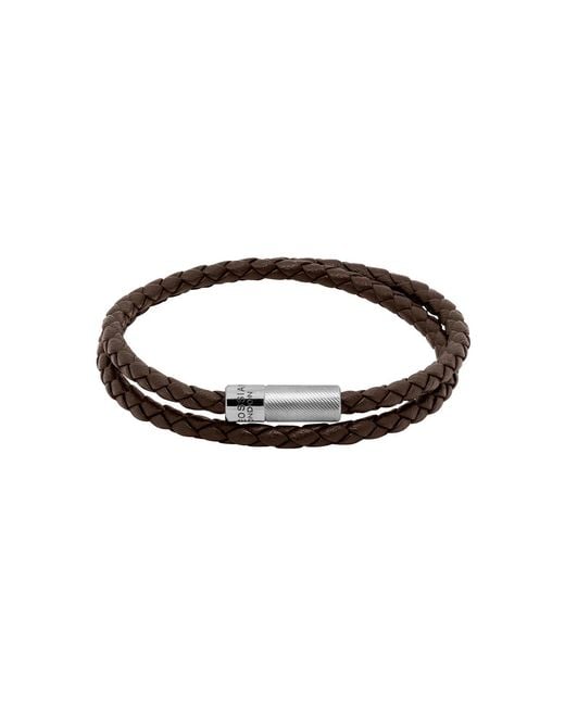Tateossian Brown Pop Rigato Double Wrap Leather Bracelet for men