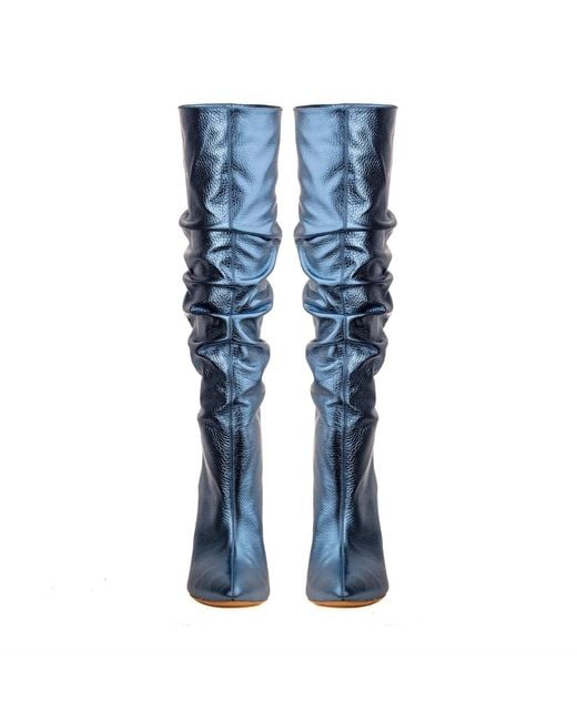 Ginissima Blue Metallic Leather Eva Boots