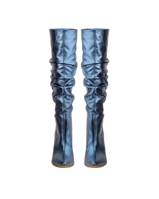 Ginissima Blue Metallic Leather Eva Boots