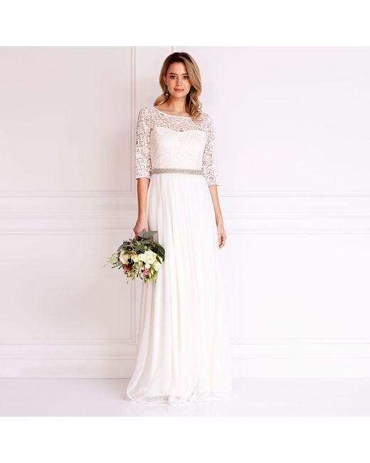 Alie Street London White Opal Silk And Lace Wedding Gown