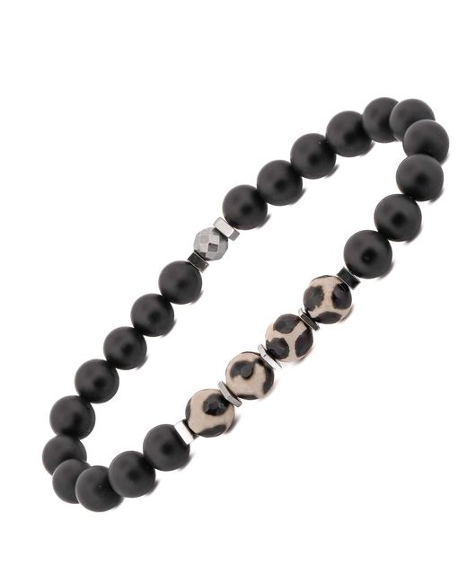 Ebru Jewelry Black Tibetan Agate Beaded Bracelet for men
