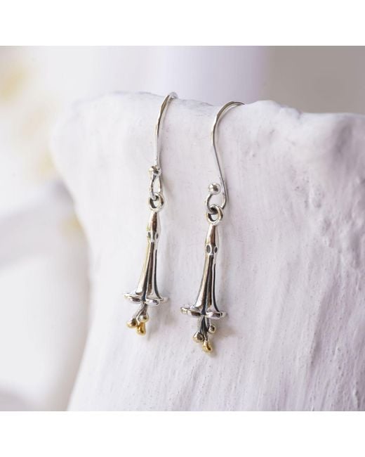 Isla Silver White Sterling Flower Dangle Earrings