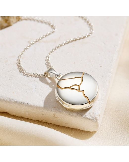 Posh Totty Designs Metallic Kintsugi Small Round Locket Necklace