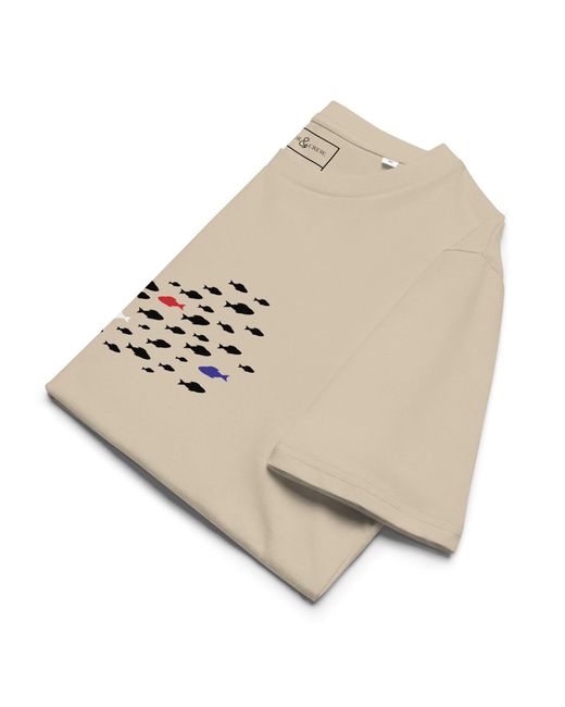Anchor and Crew Natural Neutrals Desert Dust Fish Where's William Going? Organic Cotton T-Shirt for men
