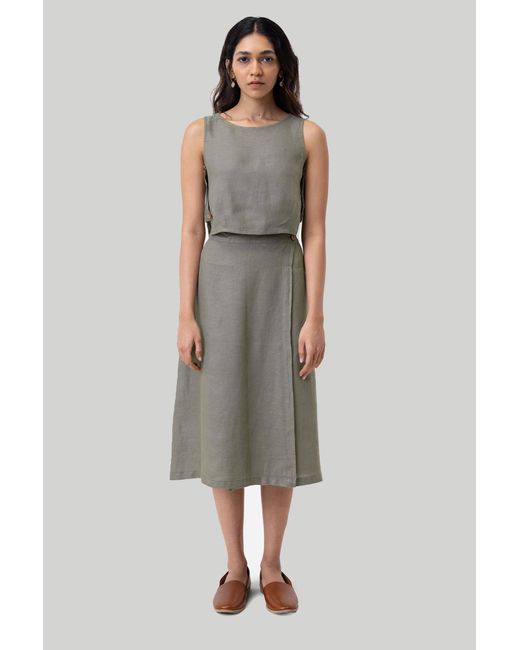 REISTOR Gray Dark Boxy Crop Hemp Top