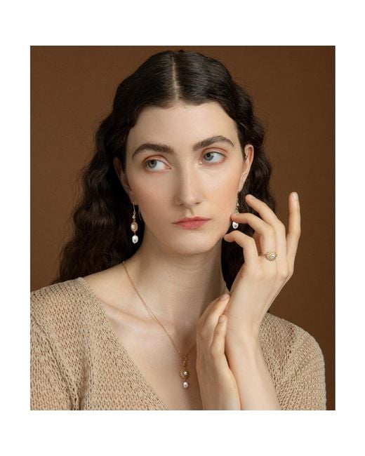 Vintouch Italy Metallic Filigrana Gold-plated Pearl Ring