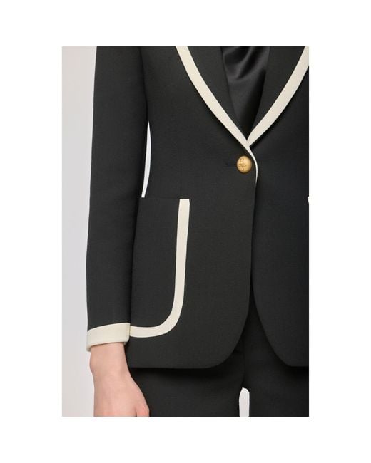 The Extreme Collection Black Blazer With Contrast Piping Laurent