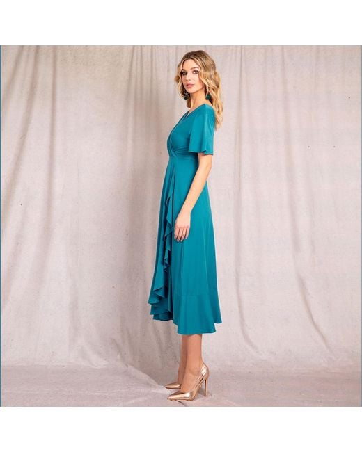 Alie Street London Blue Waterfall Midi Special Occasion Dress