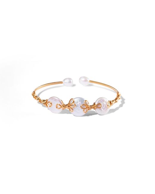 Ebru Jewelry Metallic Handcrafted Baroque Pearl Goddess Bracelet