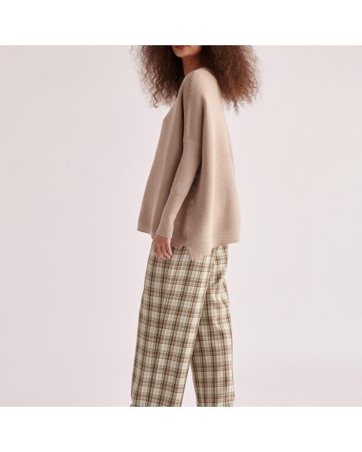 Paisie Natural Ribbed Jumper In Almond