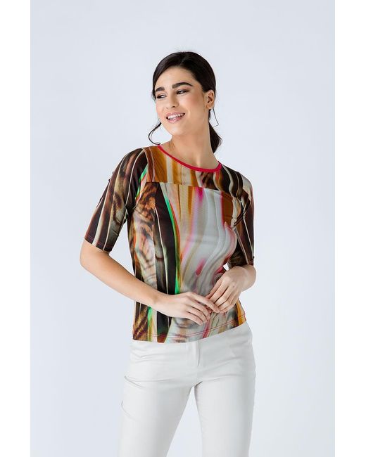Conquista Orange Fitted Print Top
