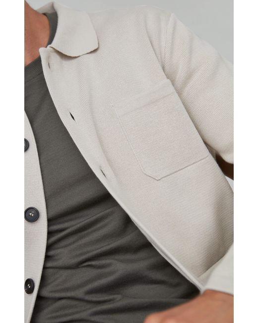 Paul James Knitwear Natural Neutrals Midweight Cotton Benjamin Work Shirt for men