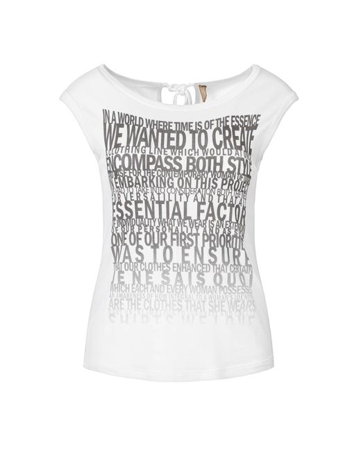 Conquista White Sleeveless Print Top In
