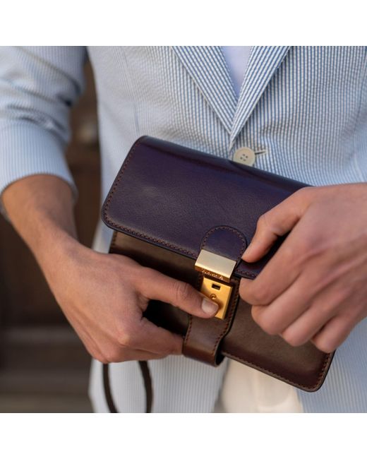Time Resistance Brown Leather Clutch Purse for men