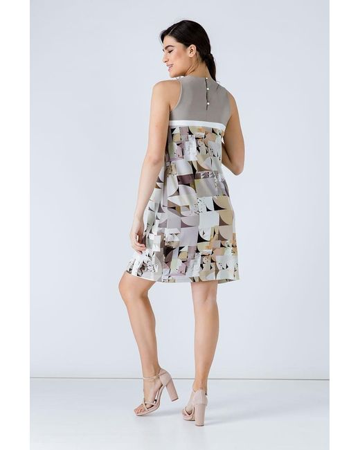Conquista Natural Neutrals A Line Print Dress