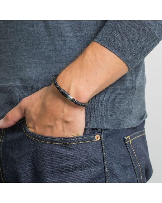 Tateossian Black Carbon Pop Bracelet With Leather And Carbon Fibre for men