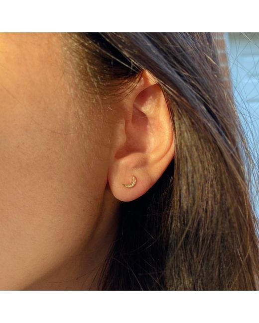 KAMARIA Metallic Crescent Moon Diamond Stud Earrings