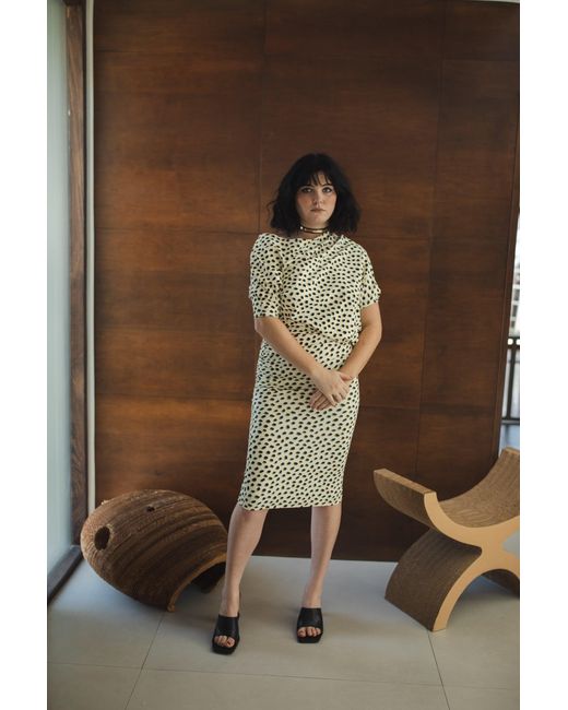 Jennafer Grace White Neutrals Dottie Cat Angle Dress