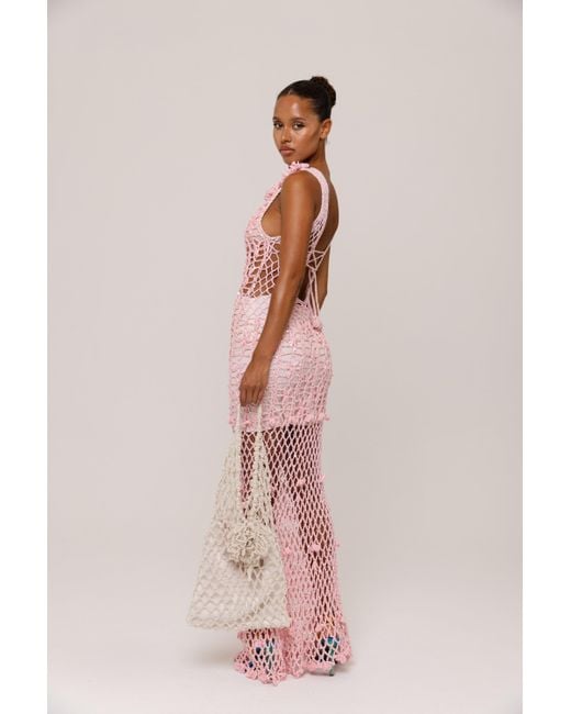 Andreeva Pink Vanilla Handmade Maxi Crochet Dress