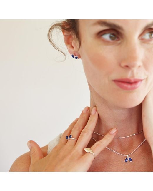Linda Fiore Blue You & Me Baby Sterling Ring With Lapis Lazuli Stones