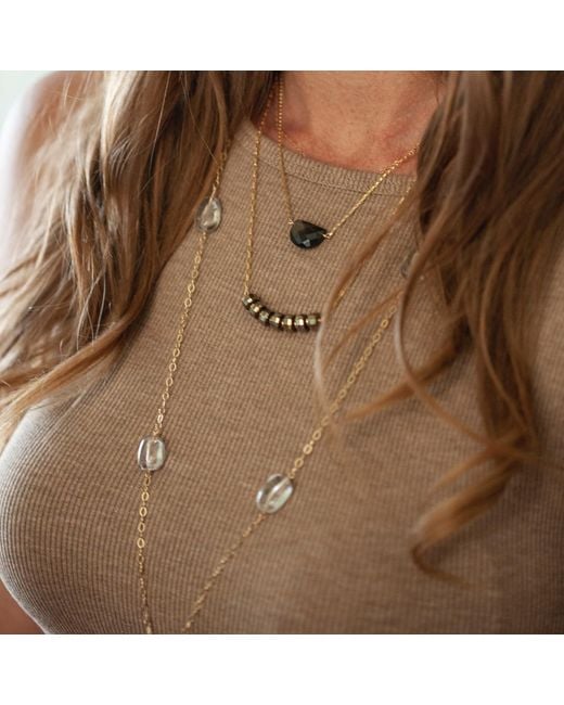 Heather Hawkins Jewelry Metallic Luna Moon Shaped Gemstone Necklace