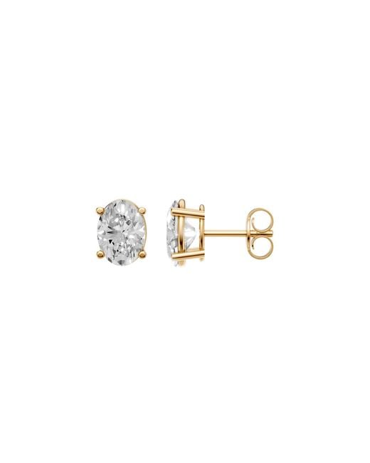 Aya Fine Jewelry White Minimalist Oval Lab Diamond Stud Earrings