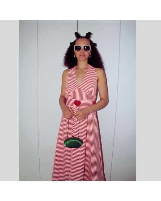 Couture to Your Door Pink Stripped Maxi Halter Neck Dress