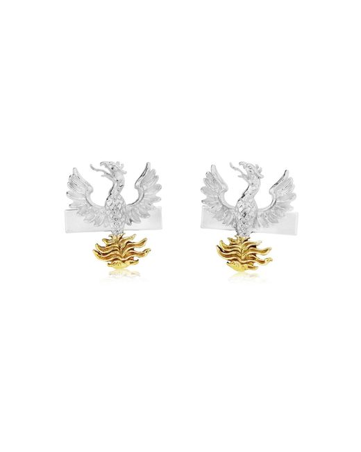 Simon Kemp Jewellers Metallic Phoenix Cufflinks Eighteen Carat On Solid Sterling Recycled for men