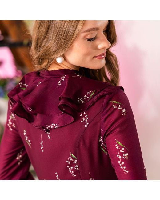 RainSisters Red Floral Midi Dress With Ruffles: Hearts Desire