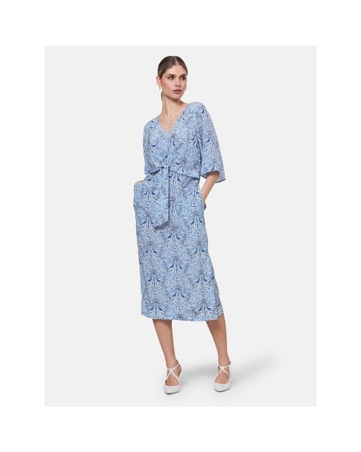 Helen Mcalinden Blue Ailbhe Stripe And Bow Print Dress