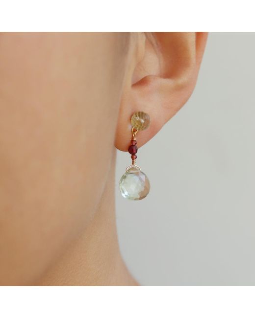 MOUNIR LONDON Green Amethyst And Garnet Drop Earrings