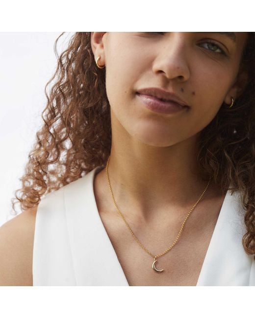 Muru Metallic Mini Crescent Moon Necklace