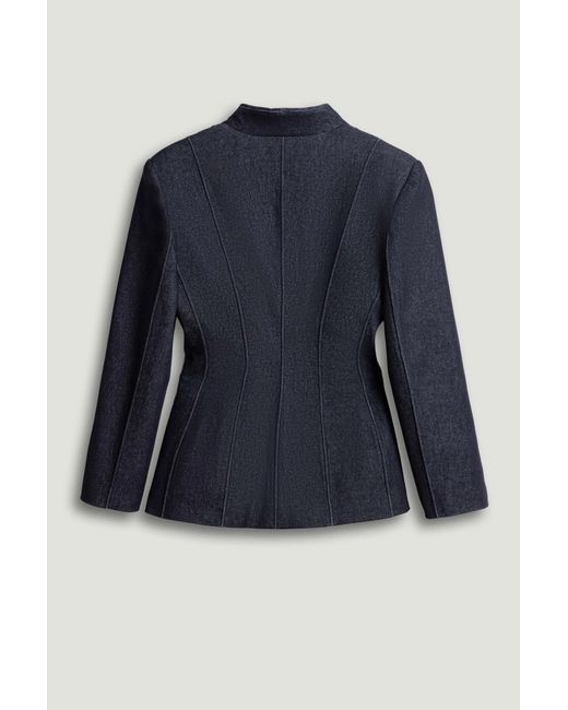 Nocturne Blue Bkack Belted Tailored Blazer